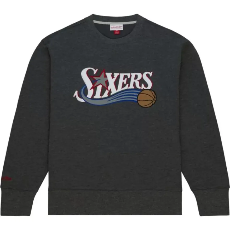 Mitchell & Ness Hoodies & Sweatshirts-Playoff Win 2.0 Crew Vintage Philadelphia 76Ers