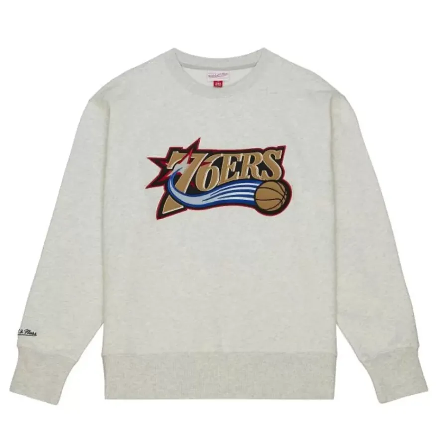 Mitchell & Ness Hoodies & Sweatshirts-Playoff Win 2.0 Crew Vintage Philadelphia 76Ers
