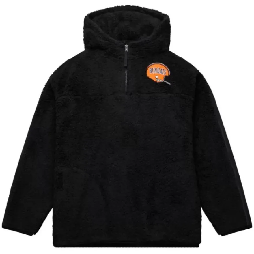 Mitchell & Ness Hoodies & Sweatshirts-Polar Fleece 1/4 Zip Pullover Hoodie Cincinnati Bengals