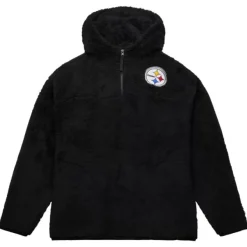 Mitchell & Ness Hoodies & Sweatshirts-Polar Fleece 1/4 Zip Pullover Hoodie Pittsburgh Steelers
