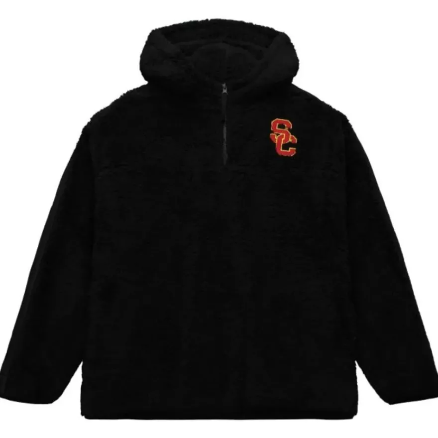 Mitchell & Ness Hoodies & Sweatshirts-Polar Fleece 1/4 Zip Pullover Hoodie Current Logo Usc