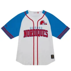 Mitchell & Ness T-Shirts & Tops-Practice Day Button Front Jersey Quebec Nordiques