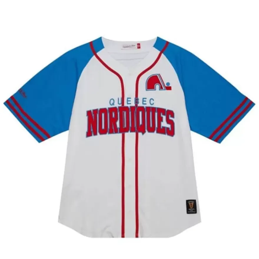 Mitchell & Ness T-Shirts & Tops-Practice Day Button Front Jersey Quebec Nordiques