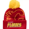 Mitchell & Ness Knit-Punch Out Pom Knit Calgary Flames
