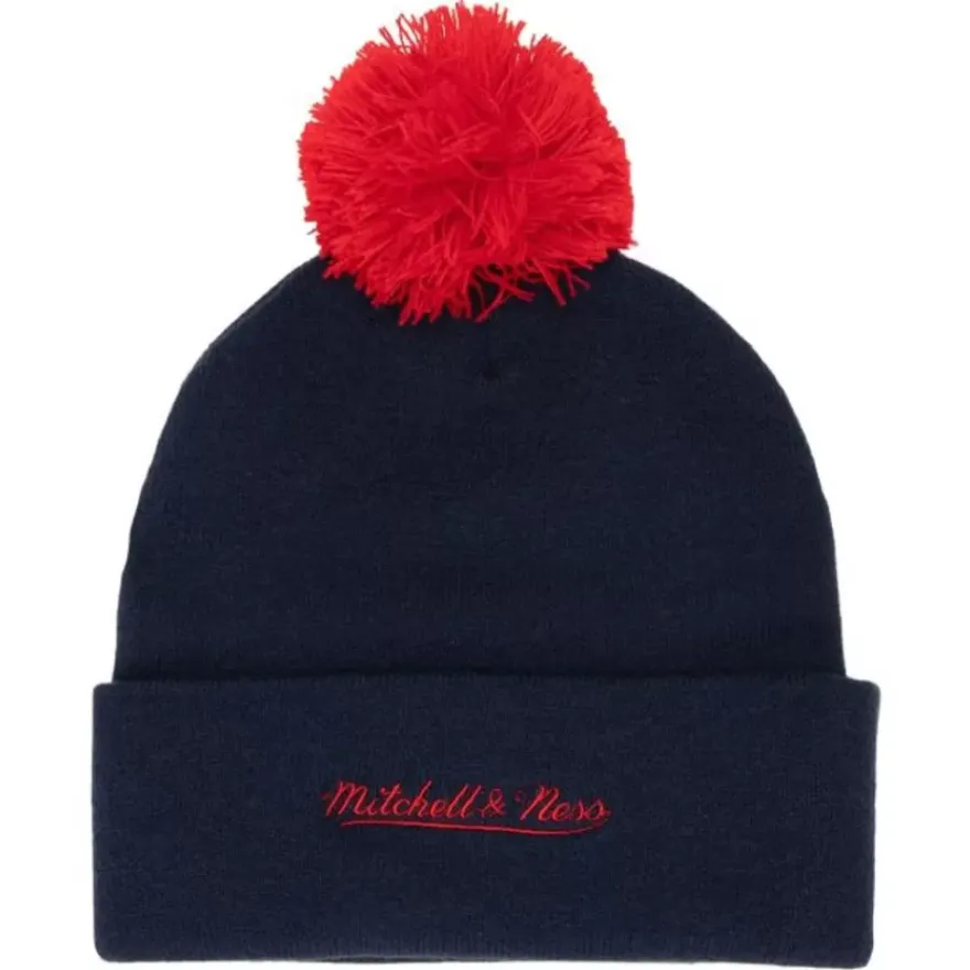 Mitchell & Ness Knit-Punch Out Pom Knit Columbus Blue Jackets