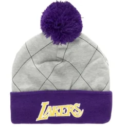 Mitchell & Ness Knit-Quilted Pom Beanie Hwc Los Angeles Lakers