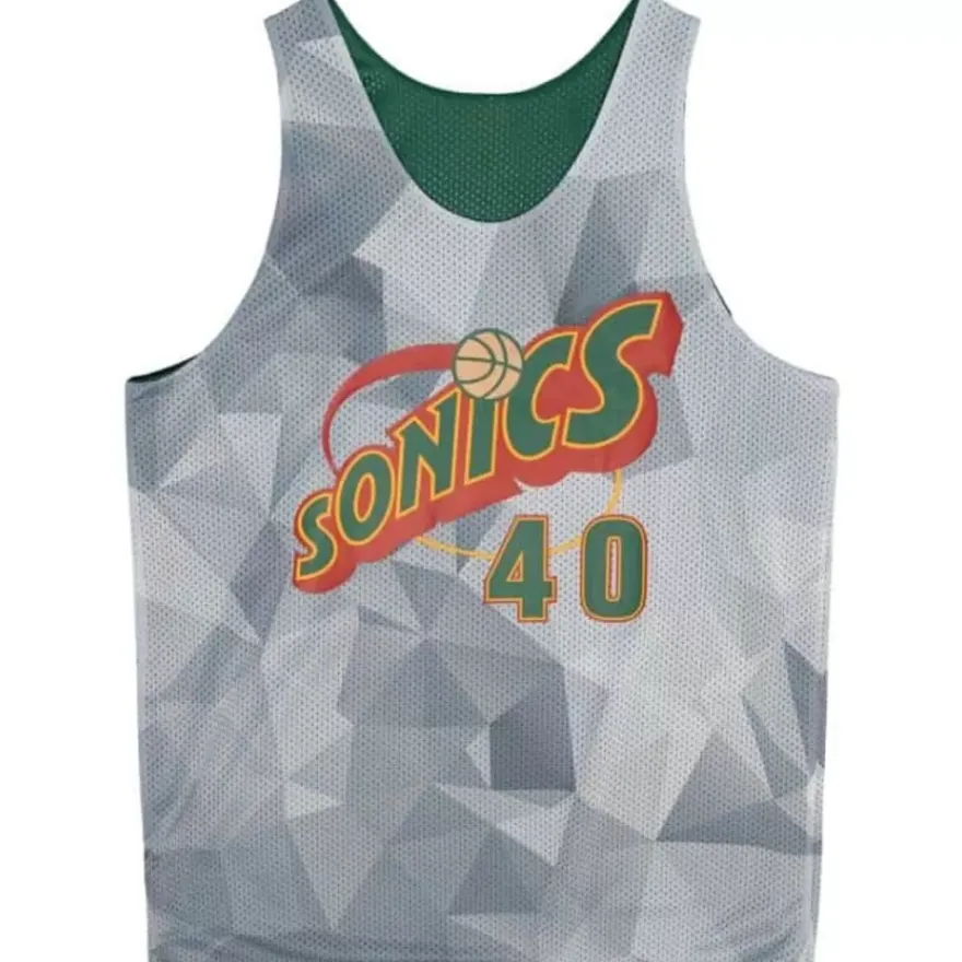 Mitchell & Ness T-Shirts & Tops-Reversible Mesh Tank Seattle Supersonics Shawn Kemp
