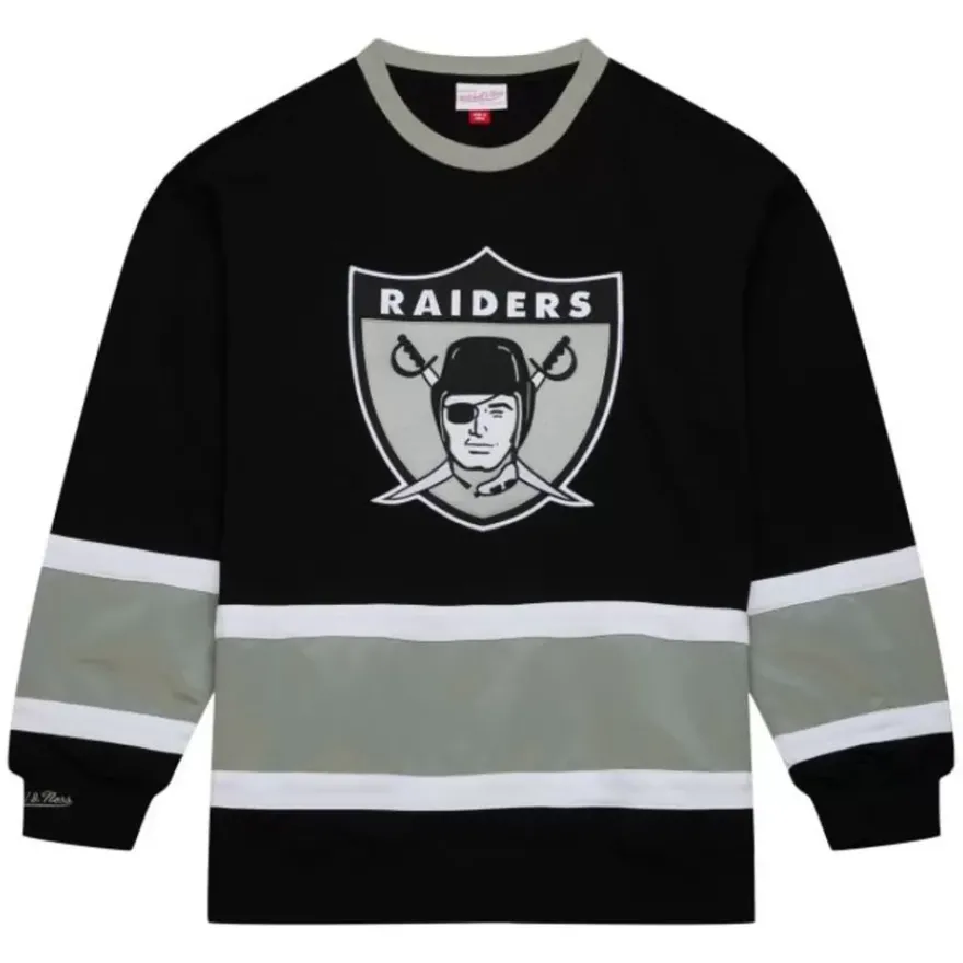 Mitchell & Ness Hoodies & Sweatshirts-Satin Insert Fleece Crew Oakland Raiders
