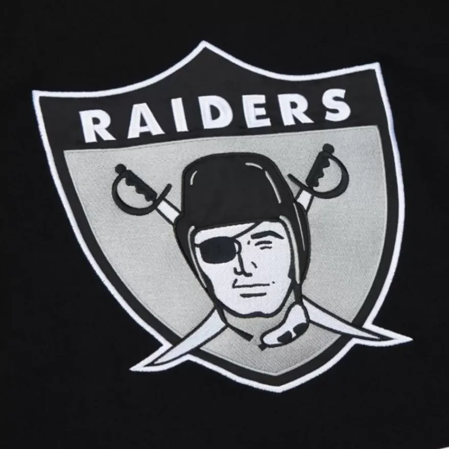 Mitchell & Ness Hoodies & Sweatshirts-Satin Insert Fleece Crew Oakland Raiders