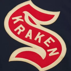 Mitchell & Ness Hoodies & Sweatshirts-Satin Insert Fleece Crew Current Logo Seattle Kraken