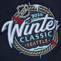 Mitchell & Ness Hoodies & Sweatshirts-Satin Insert Fleece Crew Current Logo Seattle Kraken