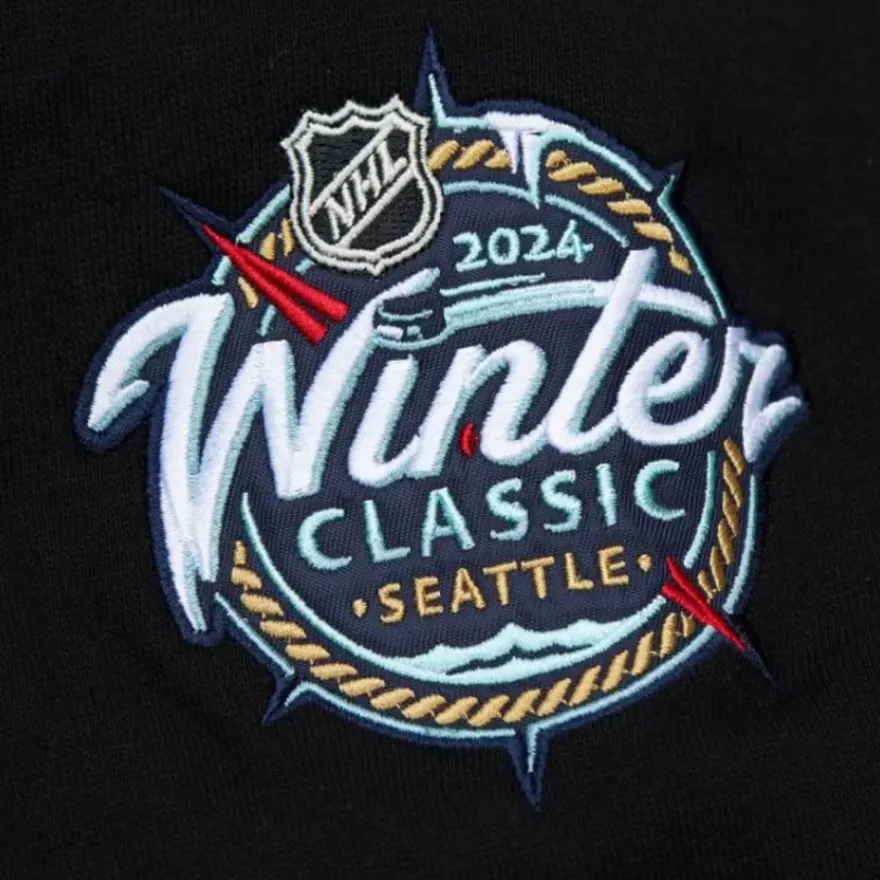 Mitchell & Ness Hoodies & Sweatshirts-Satin Insert Fleece Crew Current Logo Vegas Golden Knights