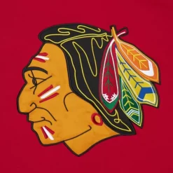 Mitchell & Ness Hoodies & Sweatshirts-Satin Insert Fleece Crew Chicago Blackhawks
