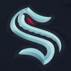 Mitchell & Ness Hoodies & Sweatshirts-Satin Insert Fleece Crew Current Logo Seattle Kraken