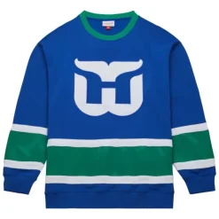 Mitchell & Ness Hoodies & Sweatshirts-Satin Insert Fleece Crew Hartford Whalers