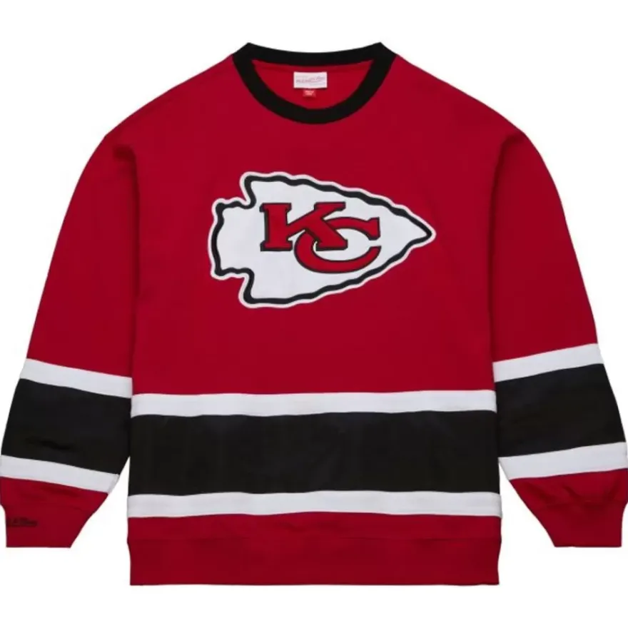 Mitchell & Ness Hoodies & Sweatshirts-Satin Insert Fleece Crew Kansas City Chiefs