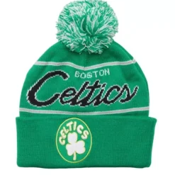 Mitchell & Ness Knit-Script Pom Beanie Hwc Boston Celtics