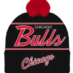 Mitchell & Ness Knit-Script Pom Beanie Hwc Chicago Bulls
