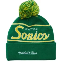 Mitchell & Ness Knit-Script Pom Beanie Hwc Seattle Supersonics