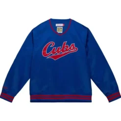 Mitchell & Ness Jackets & Outerwear-Sideline Pullover Satin Jacket Chicago Cubs