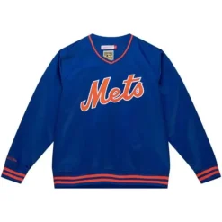 Mitchell & Ness Jackets & Outerwear-Sideline Pullover Satin Jacket New York Mets