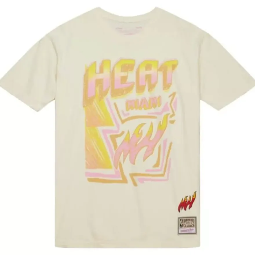 Mitchell & Ness T-Shirts & Tops-Sidewalk Sketch Ss Tee Hwc Miami Heat