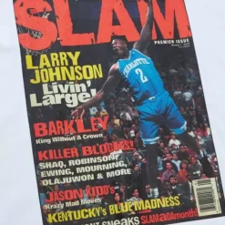 Mitchell & Ness T-Shirts & Tops-Slam Cover Charlotte Hornets Larry Johnson