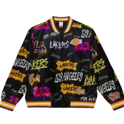 Mitchell & Ness Jackets & Outerwear-Slap Sticker Reversible Jacket Los Angeles Lakers