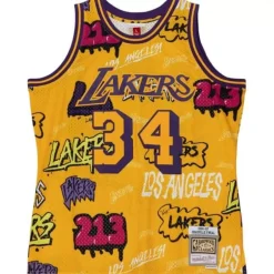 Mitchell & Ness Nba Swingman-Slap Sticker Swingman Shaquille O'Neal Los Angeles Lakers 1996-97 Jersey