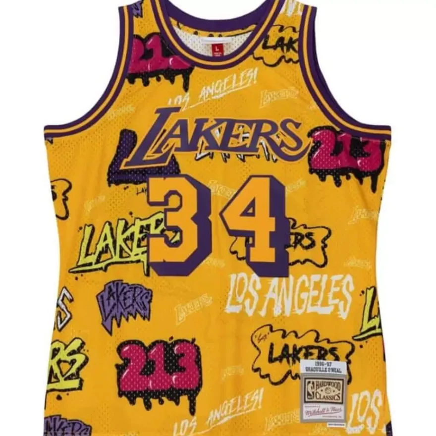Mitchell & Ness Nba Swingman-Slap Sticker Swingman Shaquille O'Neal Los Angeles Lakers 1996-97 Jersey