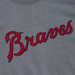 Mitchell & Ness Hoodies & Sweatshirts-Snow Washed Fleece Crew Atlanta Braves