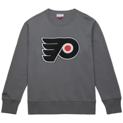 Mitchell & Ness Hoodies & Sweatshirts-Snow Washed Fleece Crew Current Logo Philadelphia Flyers