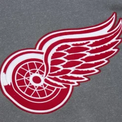 Mitchell & Ness Hoodies & Sweatshirts-Snow Washed Fleece Crew Current Logo Detroit Red Wings