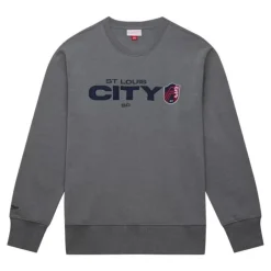 Mitchell & Ness Hoodies & Sweatshirts-Snow Washed Fleece Crew Current Logo St. Louis City Sc