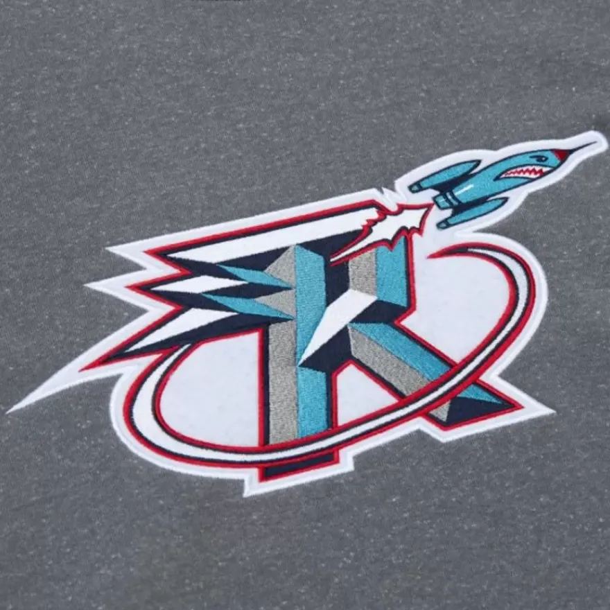 Mitchell & Ness Hoodies & Sweatshirts-Snow Washed Fleece Crew Houston Rockets