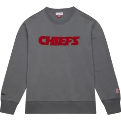 Mitchell & Ness Hoodies & Sweatshirts-Snow Washed Fleece Crew Kansas City Chiefs