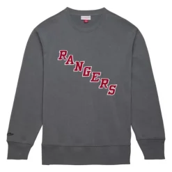 Mitchell & Ness Hoodies & Sweatshirts-Snow Washed Fleece Crew New York Rangers