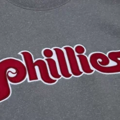 Mitchell & Ness Hoodies & Sweatshirts-Snow Washed Fleece Crew Philadelphia Phillies