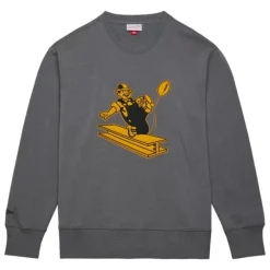 Mitchell & Ness Hoodies & Sweatshirts-Snow Washed Fleece Crew Pittsburgh Steelers