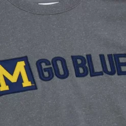 Mitchell & Ness Hoodies & Sweatshirts-Snow Washed Fleece Crew University Of Michigan