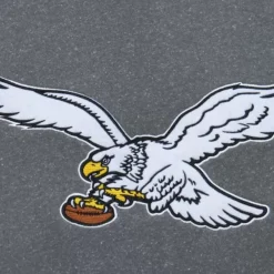 Mitchell & Ness Hoodies & Sweatshirts-Snow Washed Fleece Crew Vintage Logo Philadelphia Eagles