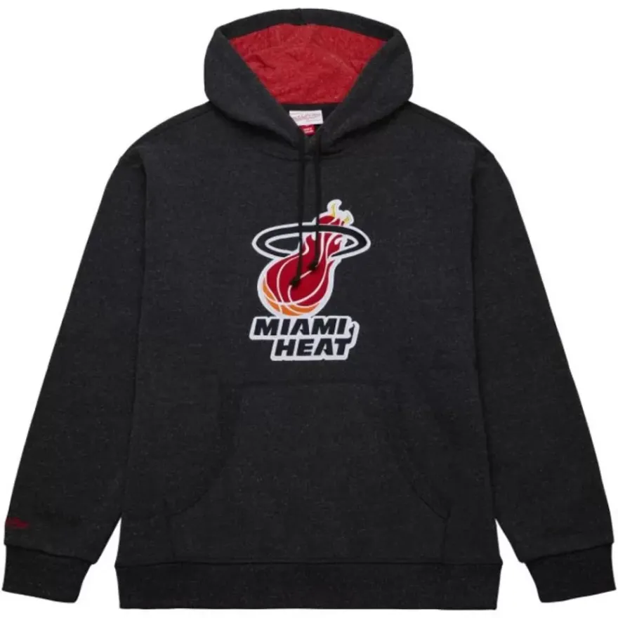 Mitchell & Ness Hoodies & Sweatshirts-Snow Washed Fleece Hoodie Miami Heat