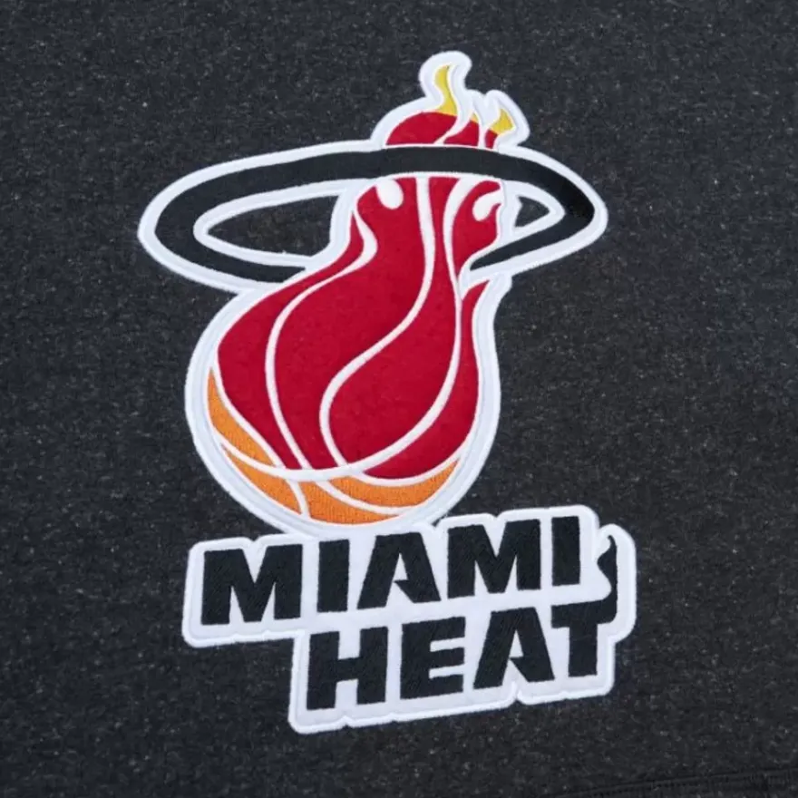 Mitchell & Ness Hoodies & Sweatshirts-Snow Washed Fleece Hoodie Miami Heat