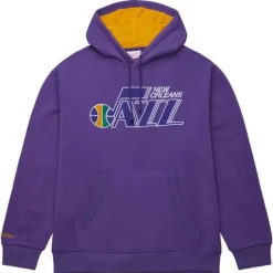 Mitchell & Ness Hoodies & Sweatshirts-Snow Washed Fleece Hoodie Vintage Logo New Orleans Jazz