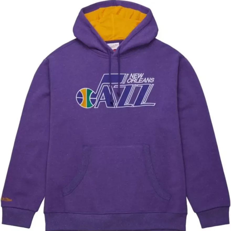 Mitchell & Ness Hoodies & Sweatshirts-Snow Washed Fleece Hoodie Vintage Logo New Orleans Jazz