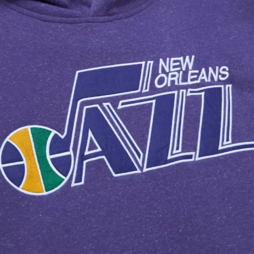 Mitchell & Ness Hoodies & Sweatshirts-Snow Washed Fleece Hoodie Vintage Logo New Orleans Jazz