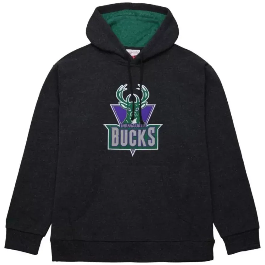 Mitchell & Ness Hoodies & Sweatshirts-Snow Washed Fleece Hoodie Milwaukee Bucks