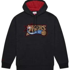 Mitchell & Ness Hoodies & Sweatshirts-Snow Washed Fleece Hoodie Philadelphia 76Ers