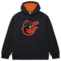 Mitchell & Ness Hoodies & Sweatshirts-Snow Washed Fleece Hoodie Vintage Logo Baltimore Orioles