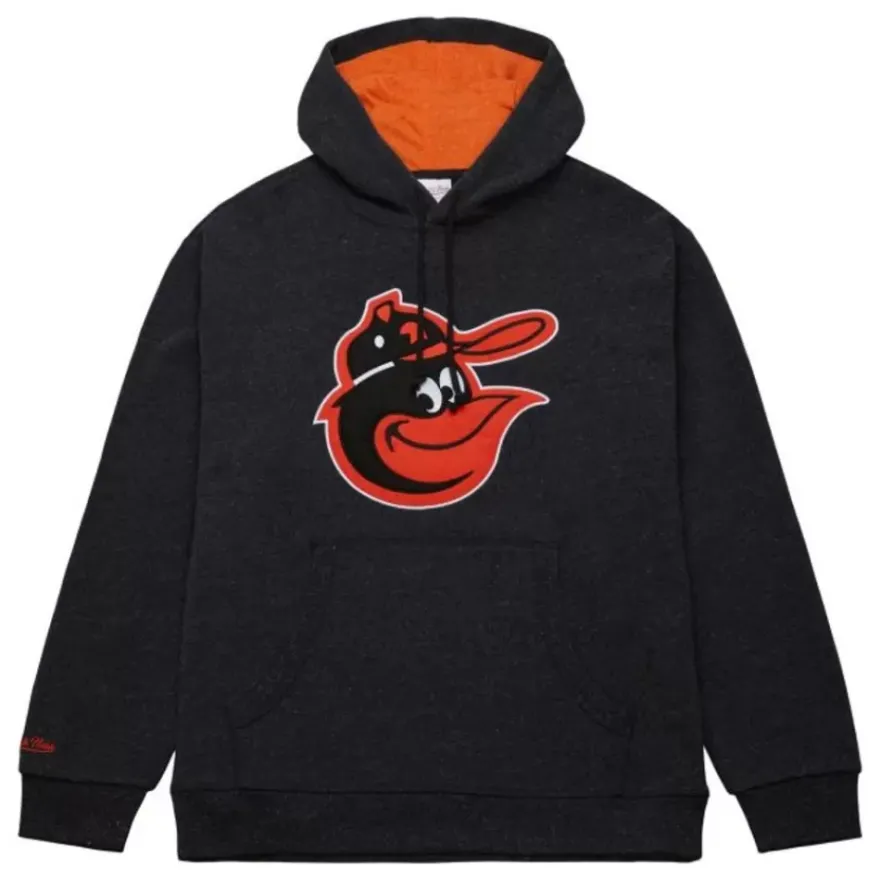 Mitchell & Ness Hoodies & Sweatshirts-Snow Washed Fleece Hoodie Vintage Logo Baltimore Orioles